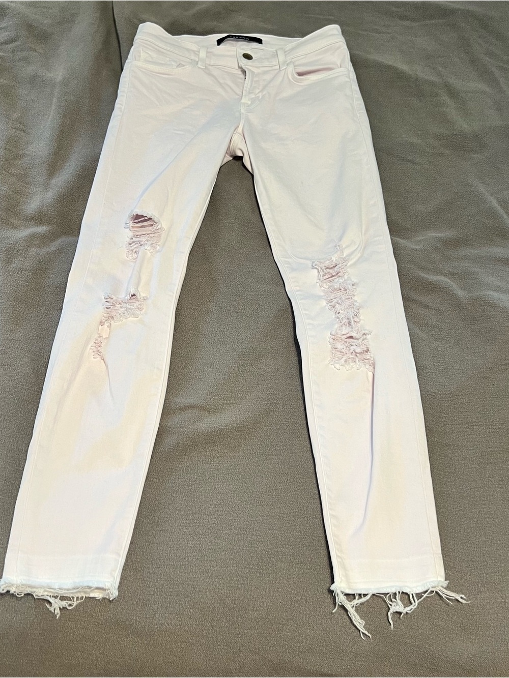 J Brand Pale Pink Cropped Distressed Raw Hem Jeans Size 25 - Picture 11 of 12